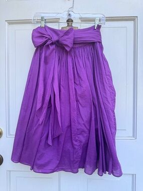 London Jean Chino Purple Cotton Bow A-Line Midi Skirt Size 2